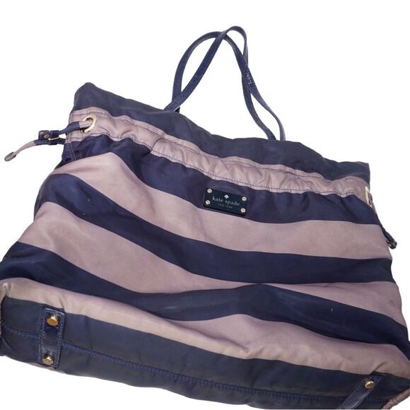 Kate Spade Sateen Striped Shoulder Bag with Drawstring Closure - Picture 1 of 12